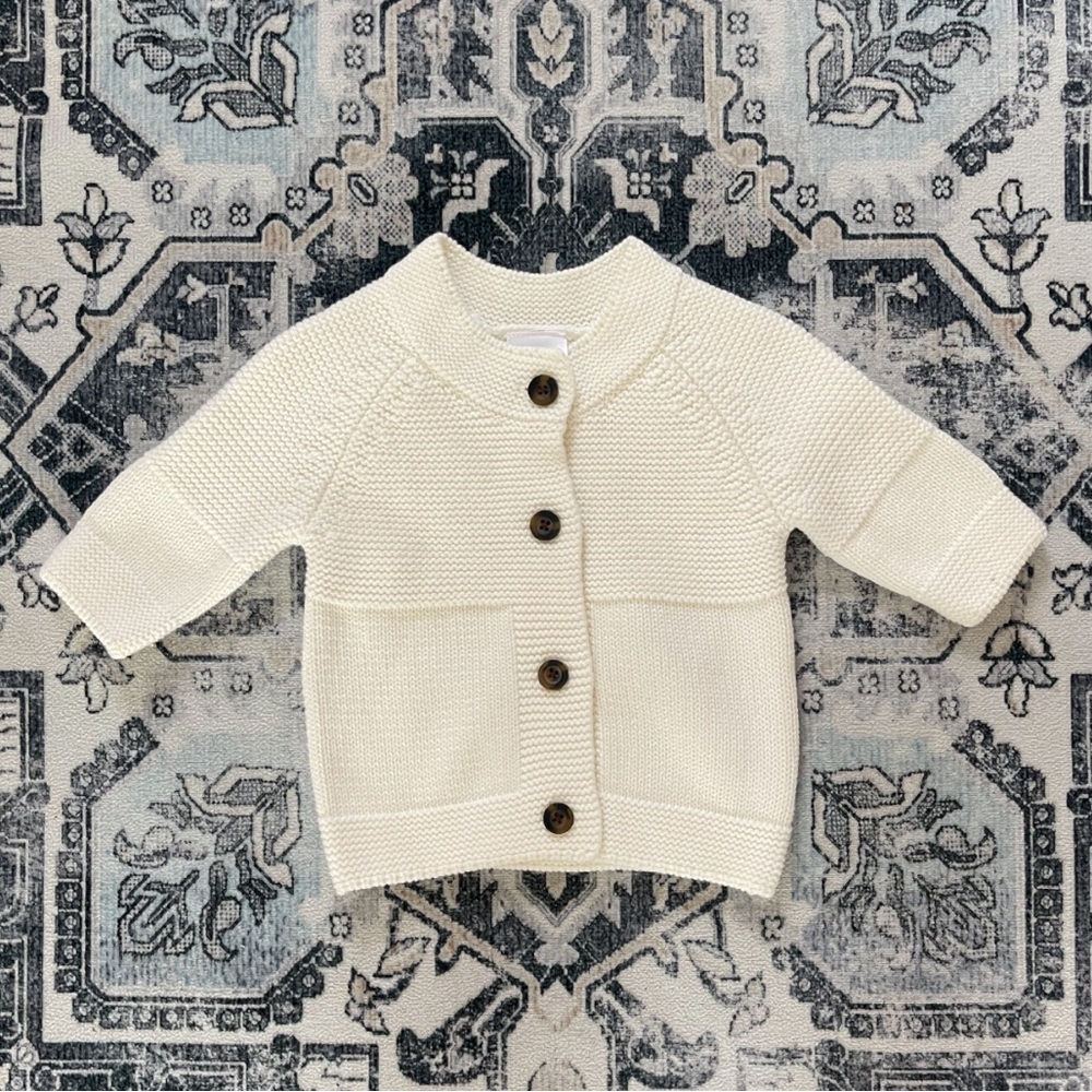 Hanna Andersson NWOT Boys Organic Cotton Cream Knit Cardigan